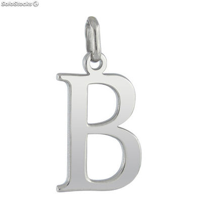Colgante en plata de ley rodiada forma Letra B