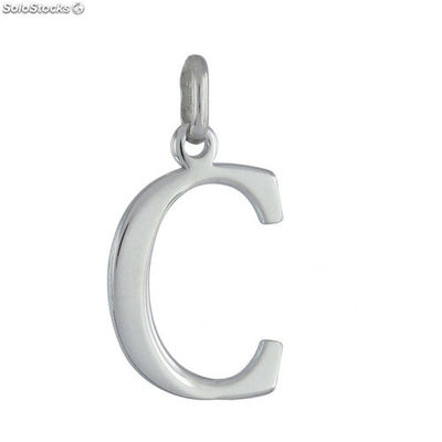 Colgante en plata de ley rodiada forma Letra C