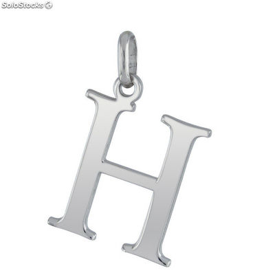 Colgante en plata de ley rodiada forma Letra H