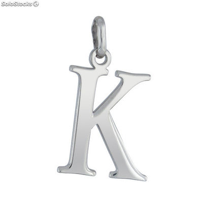 Colgante en plata de ley rodiada forma Letra K