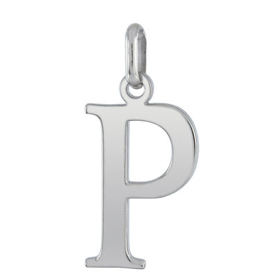 Colgante en plata de ley rodiada forma Letra P