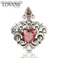 colgante plata de corazón para pulsera o collar estilo Vitoria con corazón rojo