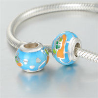 colgante plata para collar o pulsera con esmalte azul y dibujo - Foto 4