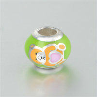 colgante plata para collar o pulsera con esmalte verde claro y dibujo panda - Foto 3