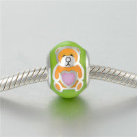 colgante plata para collar o pulsera con esmalte verde claro y dibujo panda - Foto 5