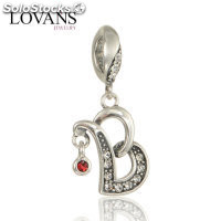colgante plata para collar o pulsera,diseño de anillo+corazón+piedras cristales
