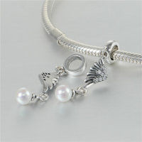 colgante plata para collar o pulsera, diseño de anillo+pluma+perla - Foto 3