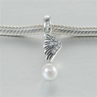 colgante plata para collar o pulsera, diseño de anillo+pluma+perla - Foto 4