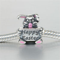 colgante plata para collar o pulsera, diseño de conejo+letras:happy easter - Foto 4