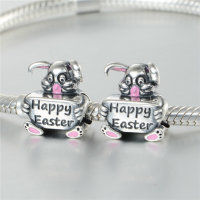 colgante plata para collar o pulsera, diseño de conejo+letras:happy easter - Foto 5