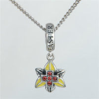colgante plata para collar o pulsera, diseño de flor con esmalte fuscia - Foto 2