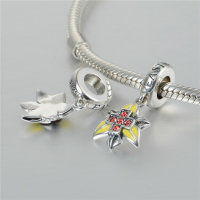 colgante plata para collar o pulsera, diseño de flor con esmalte fuscia - Foto 3