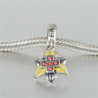 colgante plata para collar o pulsera, diseño de flor con esmalte fuscia - Foto 4