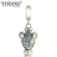 colgante plata para collar o pulsera,diseño de florero con piedras