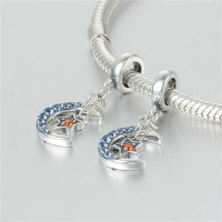 colgante plata para collar o pulsera diseño de luna con espinelas azules - Foto 4