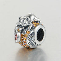 colgante plata para collar o pulsera, diseño de panda con piedras naranjas - Foto 2