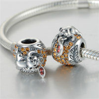 colgante plata para collar o pulsera, diseño de panda con piedras naranjas - Foto 3