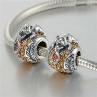 colgante plata para collar o pulsera, diseño de panda con piedras naranjas - Foto 5