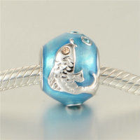 colgante plata para collar o pulsera diseño de pola con esmalte azul +dibujo pez - Foto 4