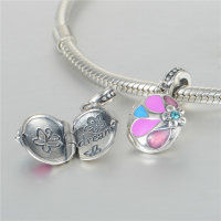 colgante plata para collar o pulsera, diseño de pola con esmalte colores y flor. - Foto 2