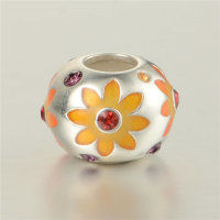colgante plata para collar o pulsera,diseño de pola con esmalte flores amarillos - Foto 2