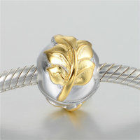 colgante plata para collar o pulsera, diseño de pola con una hoja dorada - Foto 4