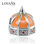 colgante plata para collar o pulsera,diseño de Yurt con esmalte naranja - 1