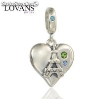 colgante plata para collar /pulsera,diseño de corazón con dibujo Torre Eiffel
