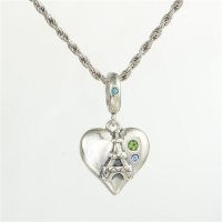 colgante plata para collar /pulsera,diseño de corazón con dibujo Torre Eiffel - Foto 2