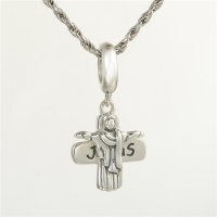 colgante plata para collar /pulsera,diseño de cruz con Jesus - Foto 2