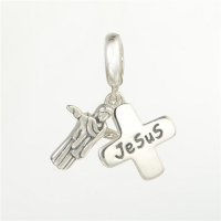 colgante plata para collar /pulsera,diseño de cruz con Jesus - Foto 3