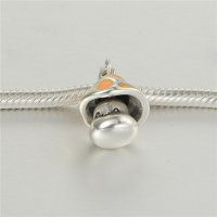colgante plata para collar /pulsera,diseño de hongo con esmalte naranja - Foto 4