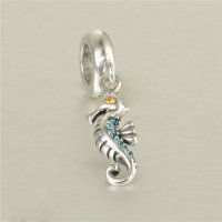 colgante plata para collor/pulsera + anillo+hipocampo+piedras azules y naranja - Foto 2