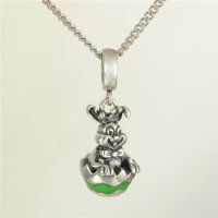 colgante plata para collor/pulsera, diseño de conejo con tres perlas y esmalte - Foto 2