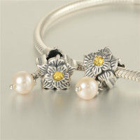 colgante plata para collor/pulsera ,diseño de flor+perla,estilo clásico - Foto 4