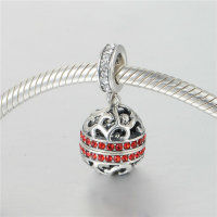 colgante plata para pulsera, diseño de anillo y pola con piedras rojas. - Foto 5