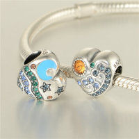 colgante plata para pulsera ,diseño de corazón con piedras colores de dos lados - Foto 3