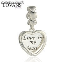 colgante plata para pulsera,diseño de corazónes con letras LOVE IN MY HEART