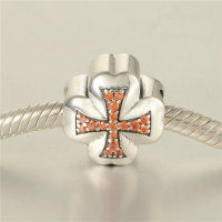 colgante plata para pulsera, diseño de corazónes + cruz con piedras rojas - Foto 5