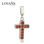 colgante plata para pulsera, diseño de cruz con piedras rojas - 1