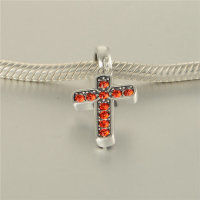 colgante plata para pulsera, diseño de cruz con piedras rojas - Foto 4