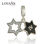 colgante plata para pulsera ,diseño de dos estrellas con piedras y esmalte - 1