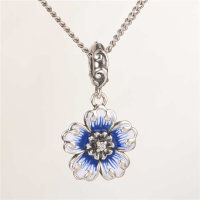 colgante plata para pulsera diseño de flor con zircón cristal - Foto 2