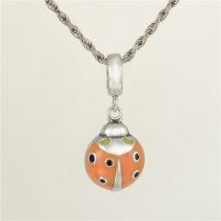 colgante plata para pulsera,diseño de maliquita con esmalte naranja con piedras - Foto 2