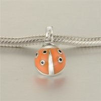 colgante plata para pulsera,diseño de maliquita con esmalte naranja con piedras - Foto 3