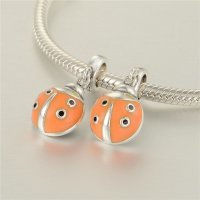 colgante plata para pulsera,diseño de maliquita con esmalte naranja con piedras - Foto 5