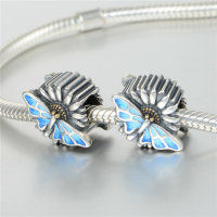 colgante plata para pulsera, diseño de pola con esmalte azul y dibujo bicicleta - Foto 5