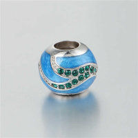 colgante plata para pulsera, diseño de pola con esmalte azul y piedras verdes . - Foto 3