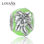 colgante plata para pulsera, diseño de pola con esmalte verde y dibujo flor - 1