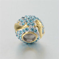 colgante plata para pulsera, diseño de pola dorada con piedras azules - Foto 3